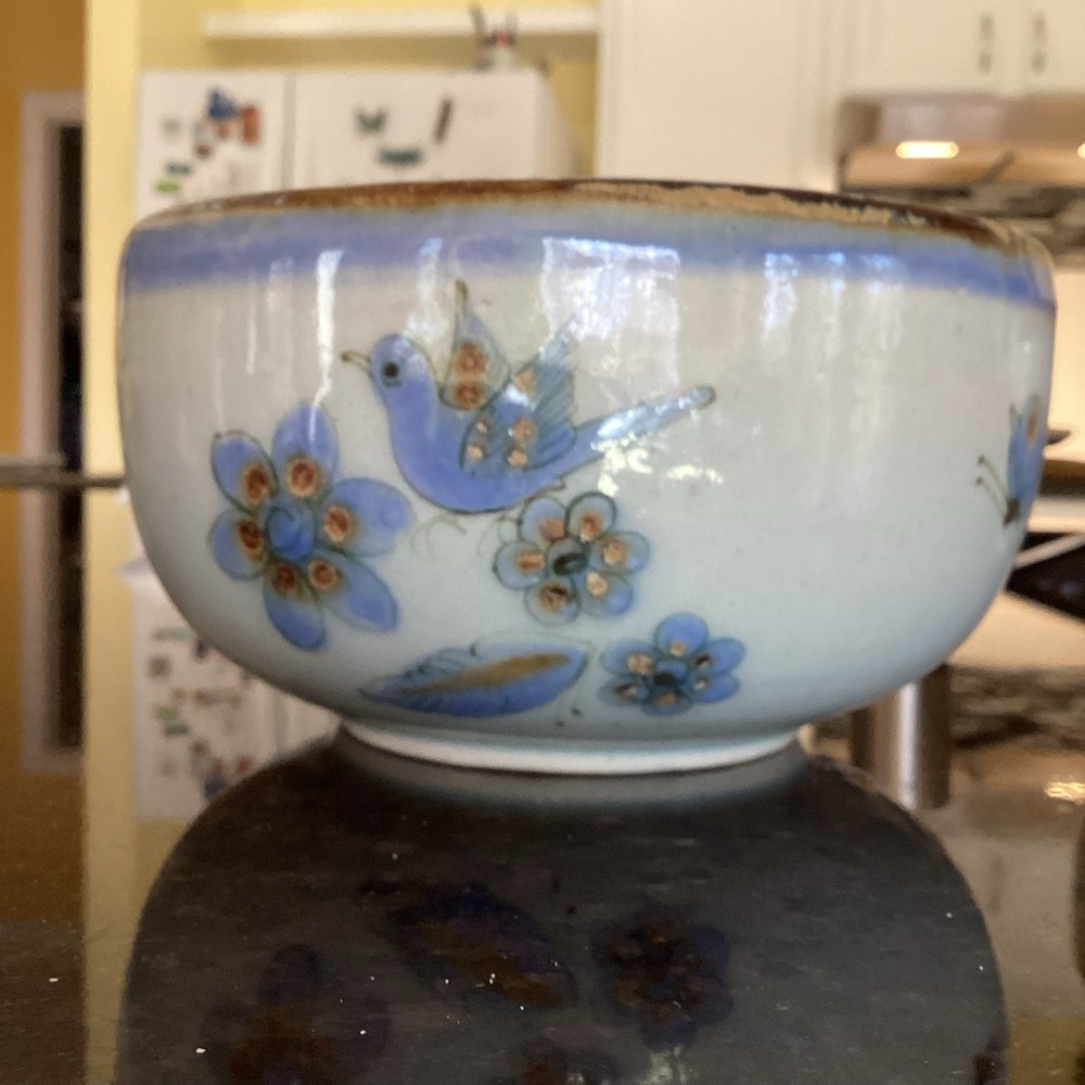 KEN EDWARDS Mexican TONALA POTTERY Stoneware-6” Bowl- Sign Vtg 60s